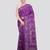 violet handloom silk embroidered katha stitch work saree with blouse piece