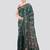 green handloom silk embroidered katha stitch work saree with blouse piece