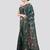 green handloom silk embroidered katha stitch work saree with blouse piece