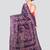 purple handloom silk embroidered katha stitch work saree with blouse piece