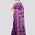 violet handloom silk embroidered katha stitch work saree with blouse piece