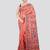 Peach handloom silk embroidered katha stitch work saree with blouse piece
