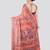 Peach handloom silk embroidered katha stitch work saree with blouse piece