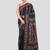 Black handloom silk embroidered katha stitch work saree with blouse piece