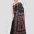 Black handloom silk embroidered katha stitch work saree with blouse piece