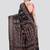 Black handloom silk embroidered katha stitch work saree with blouse piece
