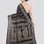 black handloom silk embroidered katha stitch work saree with blouse piece