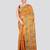 orange handloom silk embroidered katha stitch work saree with blouse piece