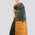 green handloom cotton bleand saree with blouse piece