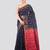 blue handloom cotton bleand saree with blouse piece