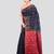 blue handloom cotton bleand saree with blouse piece