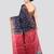 blue handloom cotton bleand saree with blouse piece