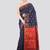 blue handloom cotton bleand saree with blouse piece
