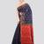 blue handloom cotton bleand saree with blouse piece