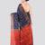 blue handloom cotton bleand saree with blouse piece