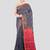grey handloom cotton bleand saree with blouse piece