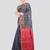 grey handloom cotton bleand saree with blouse piece