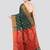 green handloom cotton bleand saree with blouse piece