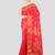 red handloom cotton bleand saree with blouse piece