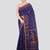 blue handloom cotton bleand saree with blouse piece