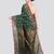 green handloom cotton bleand saree with blouse piece