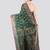 green handloom cotton bleand saree with blouse piece