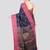 navy blue handloom cotton bleand saree with blouse piece