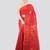 red handloom cotton bleand saree with blouse piece
