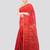 red handloom cotton bleand saree with blouse piece