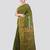 green handloom cotton bleand saree with blouse piece