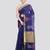 blue handloom cotton bleand saree with blouse piece