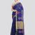 blue handloom cotton bleand saree with blouse piece