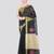 black handloom cotton bleand saree with blouse piece