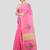 pink handloom cotton bleand saree with blouse piece
