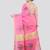 pink handloom cotton bleand saree with blouse piece