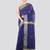 blue handloom cotton bleand saree with blouse piece