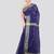 blue handloom cotton bleand saree with blouse piece