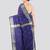 blue handloom cotton bleand saree with blouse piece