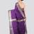 purple handloom cotton bleand saree with blouse piece