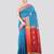 turquoise handloom cotton bleand saree with blouse piece