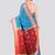 turquoise handloom cotton bleand saree with blouse piece