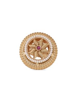 Gold plated traditional floral design comfort fit finger ring for women  2