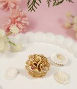 Gold plated traditional peacock design comfort fit finger ring for women 