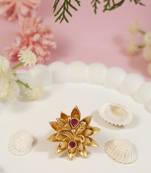 Gold plated traditional floral design comfort fit finger ring for women 