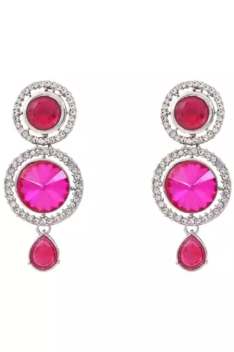Silver plated traditional multi-layer round stone necklace jewellery with earrings & maang tikka