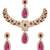 Gold plated stylish design crystal diamond traditional floral necklace with earrings & maang tikka jewellery