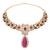 Gold plated stylish design crystal diamond traditional floral necklace with earrings & maang tikka jewellery