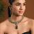 Gold plated stylish design crystal diamond traditional floral necklace with earrings & maang tikka jewellery