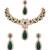 Gold plated stylish design crystal diamond traditional floral necklace with earrings & maang tikka jewellery