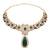 Gold plated stylish design crystal diamond traditional floral necklace with earrings & maang tikka jewellery